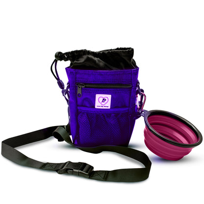 Love Dog Things Premium Training/Treat Bag, Extras Included - Water Bowl, Roll of Waste Bags & Stickers